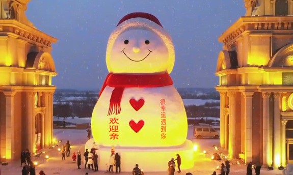 0111夜景哈尔滨大雪人